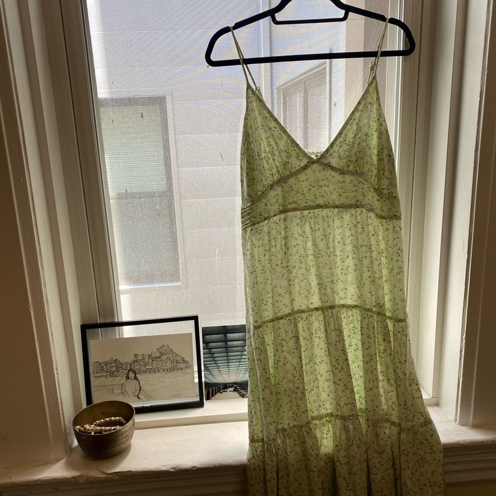 Green floral dress